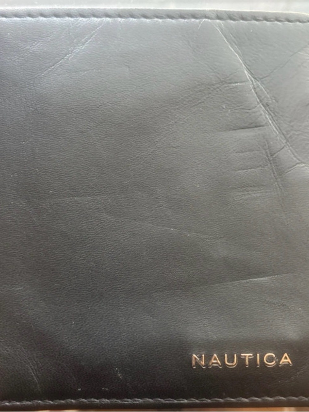 Nautica Men's Black Leather Document Folio with Gold Logo